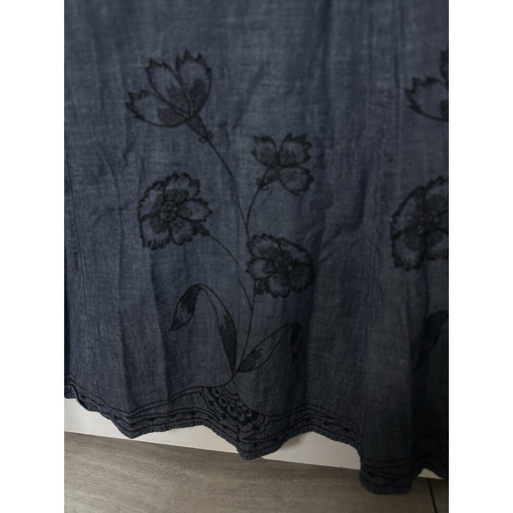 VGC J. Jill Floral Embroidered 100% Cotton A Line Midi Skirt Size 14Petite - Picture 12 of 14